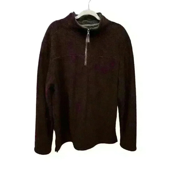 London Fog Collection Mens 2XL Burgandy Pullover Fleece Sherpa Lined 1/4 Zip Up - Picture 1 of 8